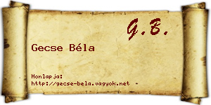 Gecse Béla névjegykártya